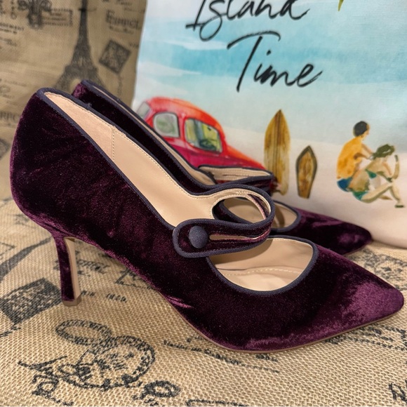 Draper James Ruby Mary Jane Pump In Red Wine Velvet Size 8.5 - Picture 6 of 12